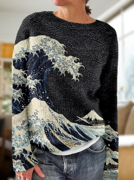 Aria® | Elegant sweater with printed wave pattern