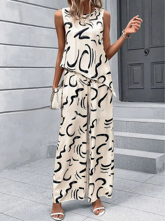 Simone® | Classic abstract graphic two-piece set