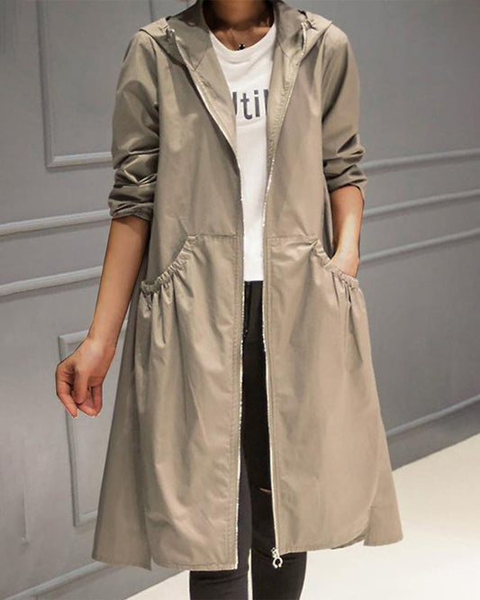 Vina® | Mid-length jacket with hood in Korean style