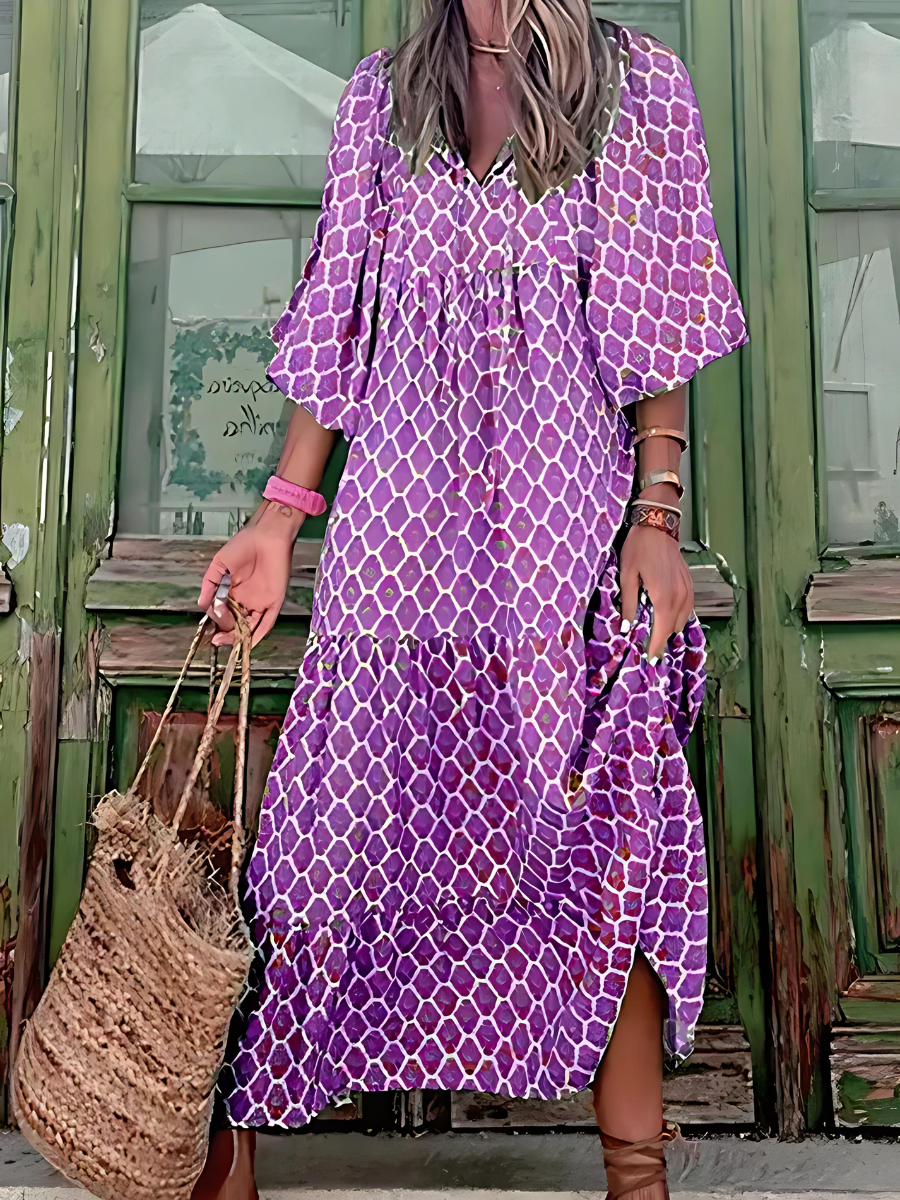 Vicky® | Beautiful printed loose boho dress