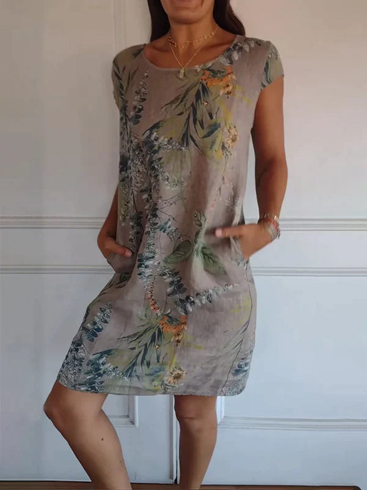 Gerta® | Elegant, printed round-neck dress