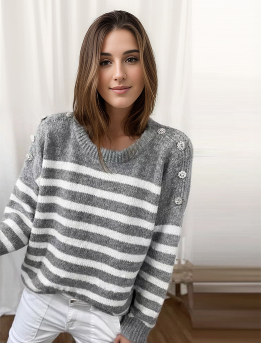 Carla® |Chic striped long sleeve sweater