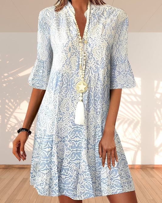 Divine® | Elegant printed dress with half sleeves