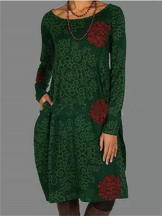 Nova® | Loose vintage autumn dress with floral pattern