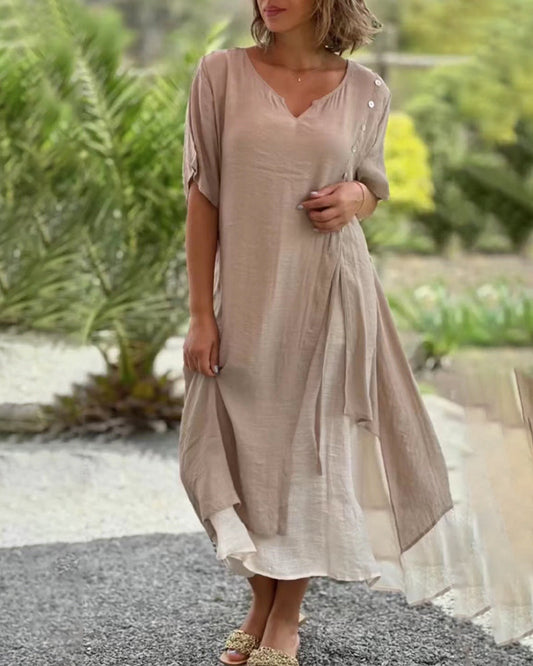 Danuta | Casual asymmetric dress with short sleeves