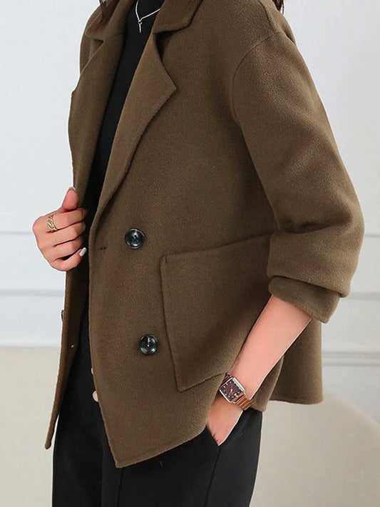Angelica® | Casual, simple coat with a loose lapel collargen