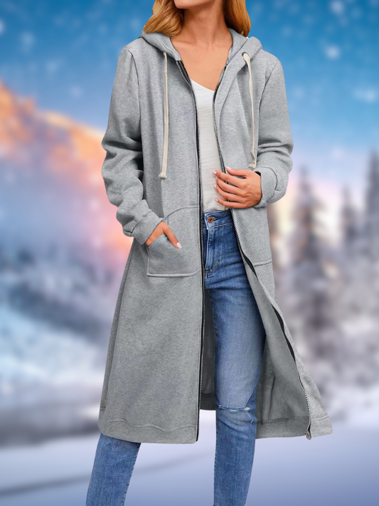 Brina® | Fashionable long coat with drawstring