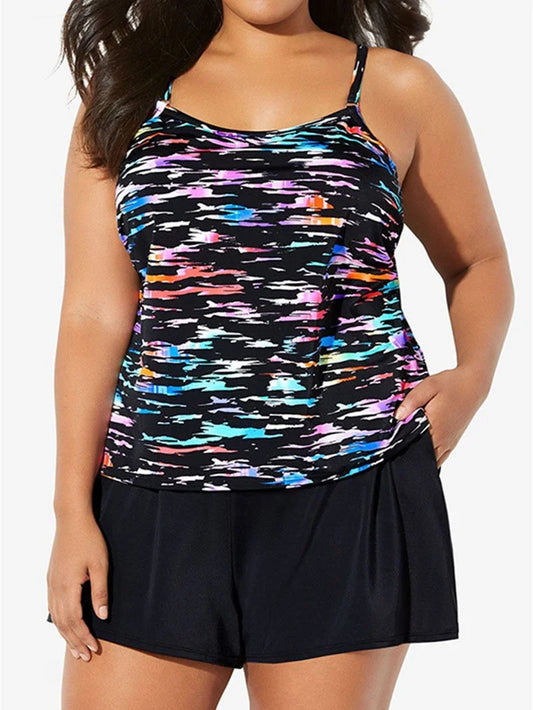 Avery| Plus Size Swimwear Sleeveless Floral Printed Tankini