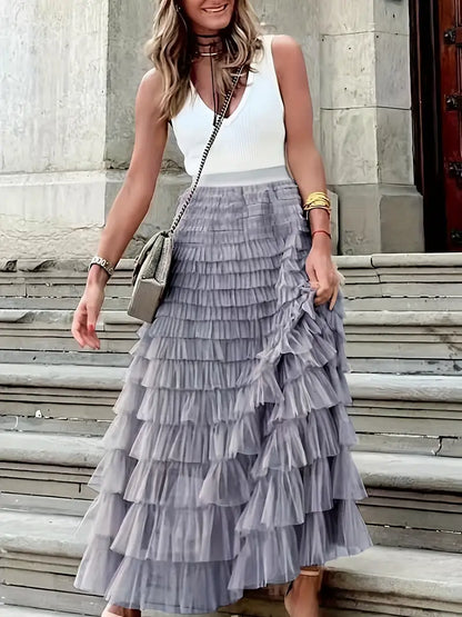 Krista® | Fashionable mesh layered skirt
