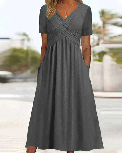 Anna® | Plain dress with V-neck