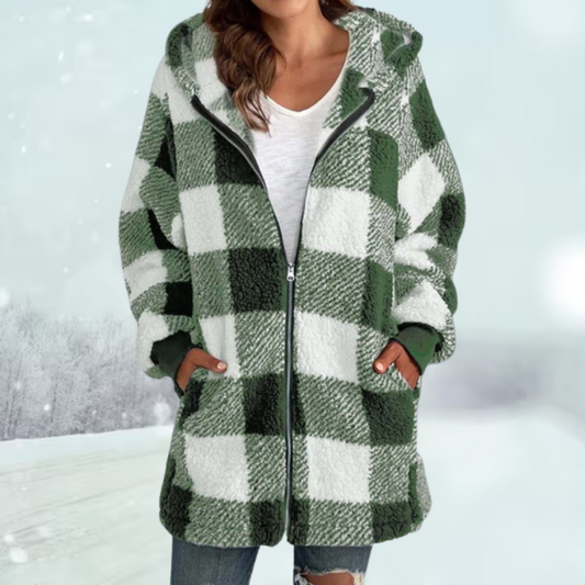 Ellie® | Thick plaid jacket with hood